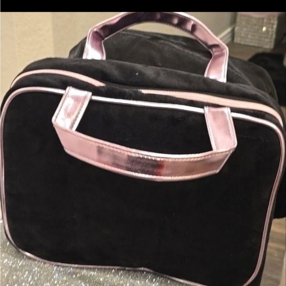 Juicy Couture Rhinestone Crown Signature Logo Velour Hanging Travel Cosmetic Bag - Picture 4 of 6